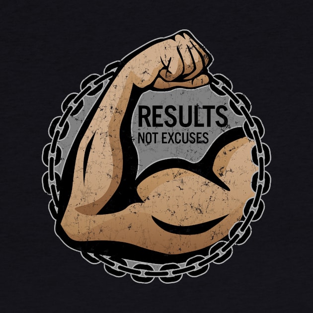 Results, Not Excuses - fitness logo for highly motivated people by hobrath